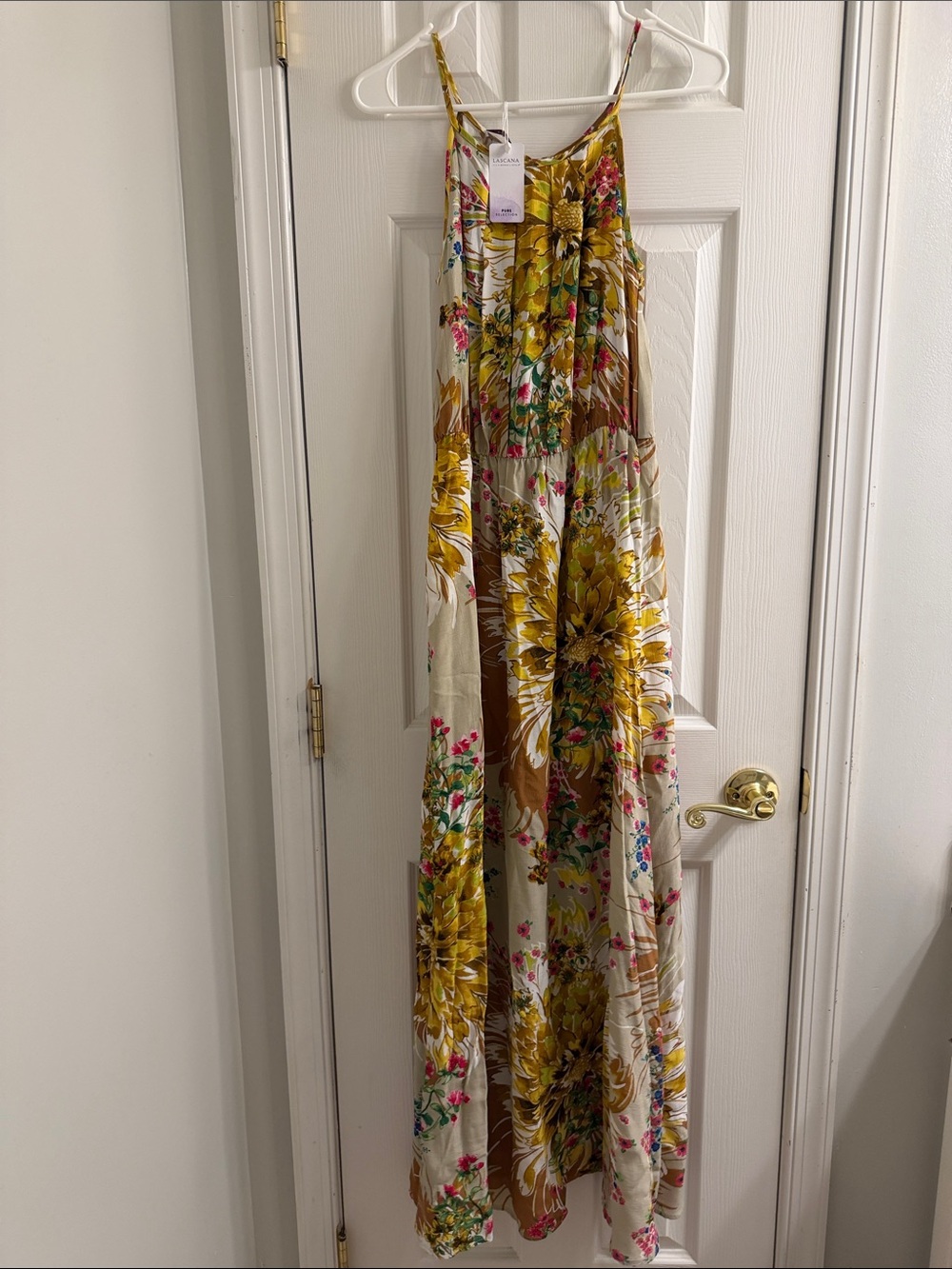 Sunset Bloom Maxi Dress in Mustard & Cream